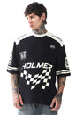 Hubberholme Men Cotton Terry Printed Oversized Round Neck Half Sleeves Tshirts 11 Black