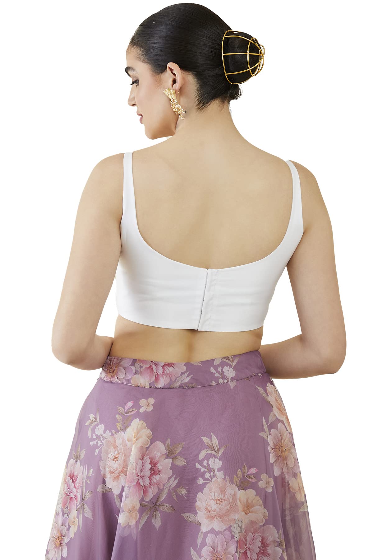 Soch Womens White Taffeta Solid Sleeveless Padded Blouse