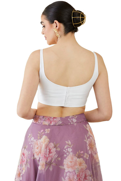 Soch Womens White Taffeta Solid Sleeveless Padded Blouse