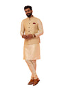 Kisah Men Red Layered Kurta Churidar With Nehru Jacket, Full Sleaves, Knee Length, Straight, Regular Fit, Mandarin Collar Ethnic