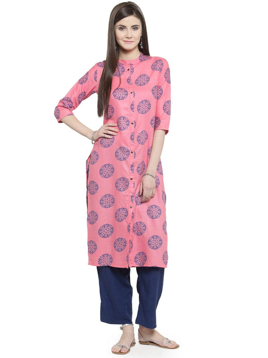 Gosriki WomenS Rayon Kurta (Kur190025-S_Small_Pink)