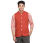 Fabindia Men's Red Cotton Woven Slim Fit Jacket (102404301