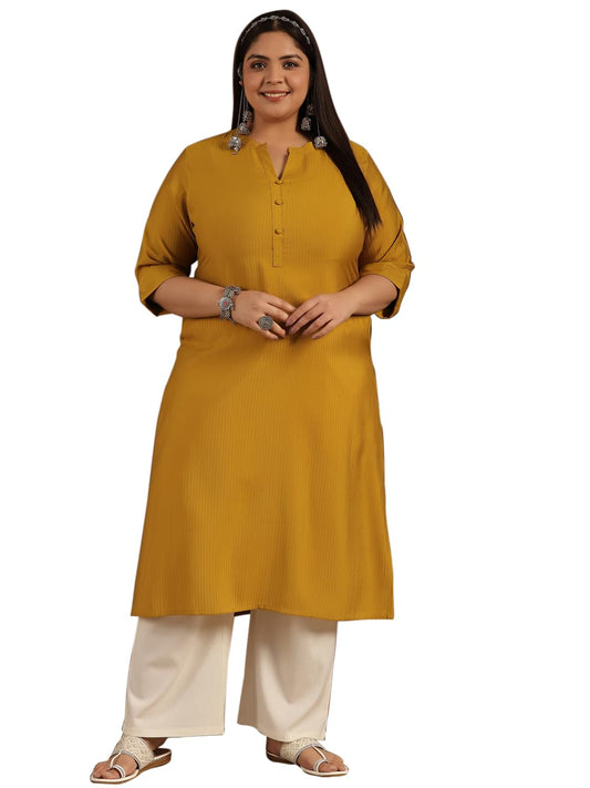 Extra Love By Libas Women's Silk Woven Pattern Straight Kurta