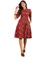 Modeve Women Red Ethnic Motifs Print Dress_X-Large