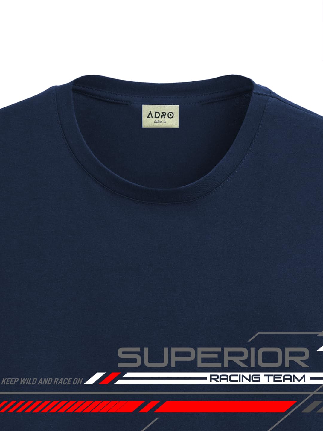 ADRO Men's Graphic Printed 100% Cotton T-Shirt - Regular Fit, Printed T-Shirts for Men (RN24-RAC-NB_Navy)