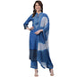 ishin Women's Silk Blend Blue Embroidered & Beads and Stones Work A-Line Kurta Suit Set with Dupatta & Pant