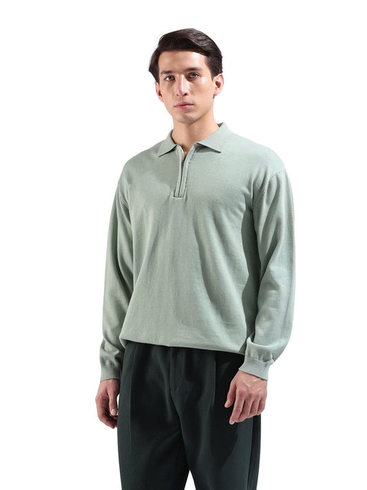 The Indian Garage Co Mens Oversized Textured Flatknit Full Sleeves Sweater