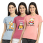 Preneum Womens Cotton Regular Fit Latest Graphic Stylish Printed Short Sleeves Casual T-Shirt || Latest Trendy & Style (Pack 3)