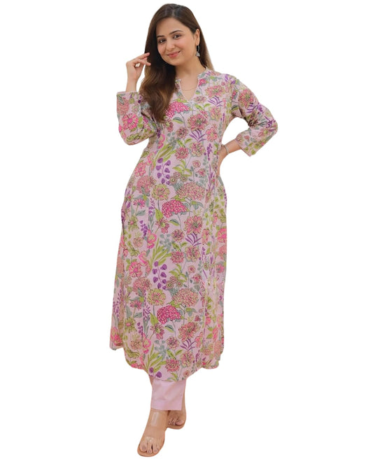Leriya Fashion Kurta Set For Women  Printed Anarkali Kurta With Pants