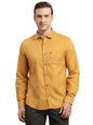 Turtle Men Cotton Lyocell Mustard Solid Slim Fit Full Sleeve Casual Shirt