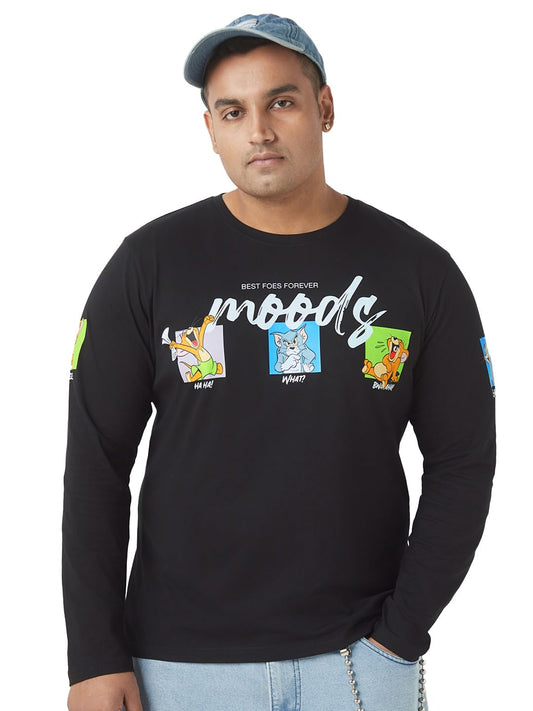 Bewakoof Plus Official Tom N Jerry Merchandise MenS Graphic Print Regular Fit Full Sleeve Round Neck Cotton Plus Size T-Shirt_64