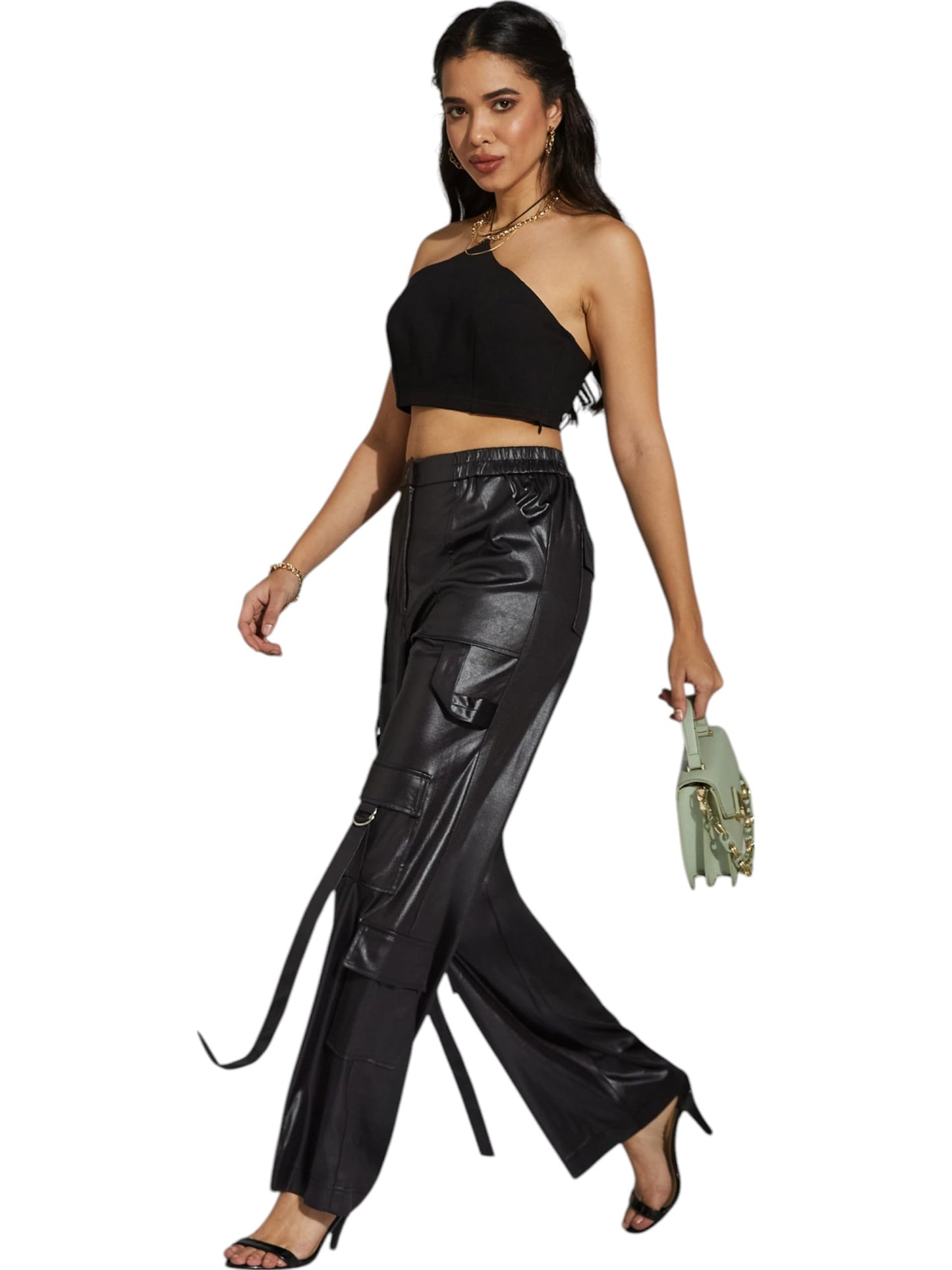 Miss Chase Womens Relaxed Fit Regular Length Stretchable Pant (MCSS24BT12-08-62-05, Black, L)