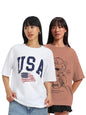 Juneberry 100% Pure Cotton Oversized Loose Baggy Fit Drop Shoulder Cool Graphic Prinred Half Sleeve T-Shirts For Women & Girls (