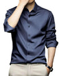 Deelmo MenS Stylish Solid Satin Casual Shirt For Men Full Sleeves| Poly Satin Silk Shirt Navy Blue