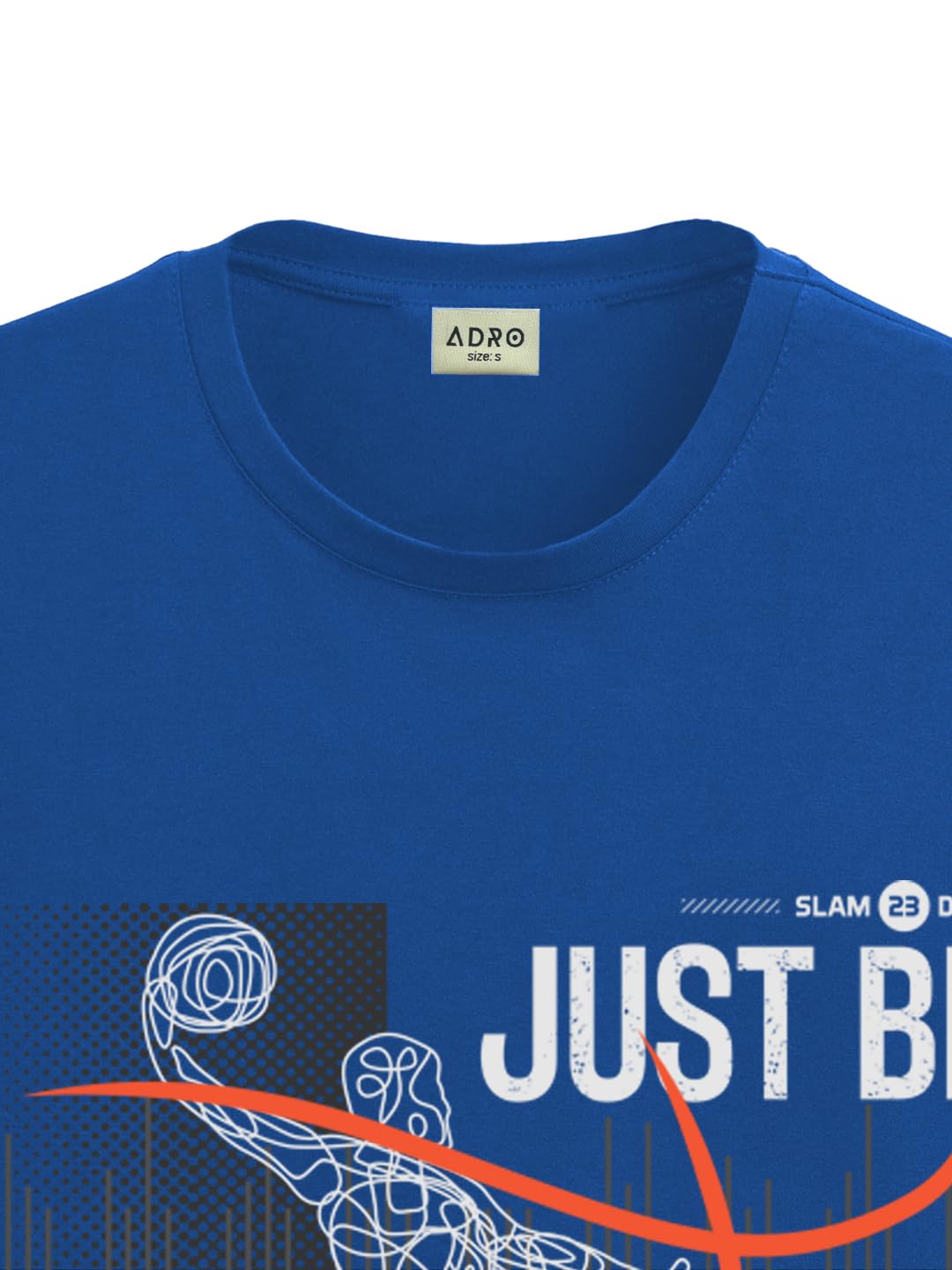 ADRO Men's Graphic Printed 100% Cotton T-Shirt - Regular Fit, Printed T-Shirts for Men (RN24-BCL-RB_Royal Blue)