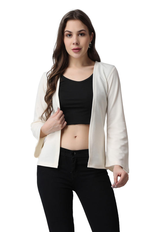 POPWINGS Casual Black Solid Front Open Shrug for Women | Latest Stylish Summer Wear Shrugs for Women | Hip-Length Women Shrug wi