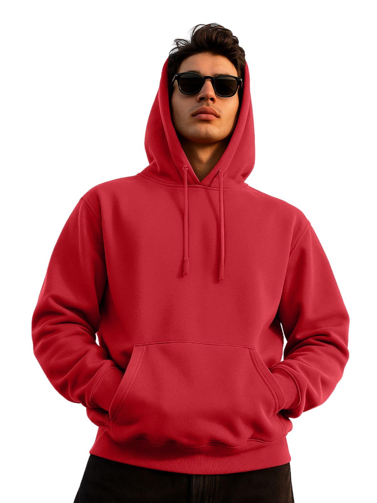 Veirdo Mens Fleece Regular Fit Hoodie Full Sleeve Jumper Solid Winter Sweatshirt