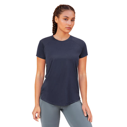 Enamor Womens Solid Relaxed Fit T-Shirt (A313_Navy