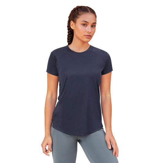 Enamor Womens Solid Relaxed Fit T-Shirt (A313_Navy