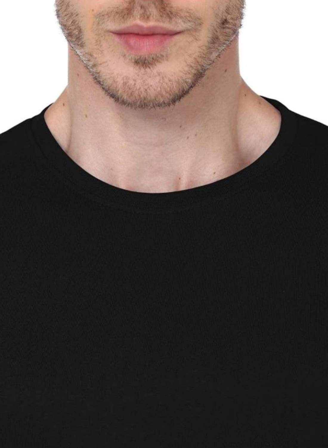 ADRO Men's Full Sleeve Cotton T-Shirt (FS-C-PLN-BL_Black)