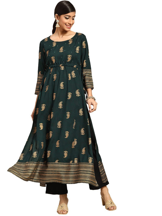 Libas Women's Rayon Paisley A-Line Kurta