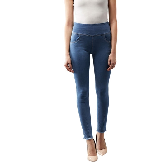 Dolce Crudo WomenS Light Blue Super Skinny High Rise Clean Look Acid Wash Regular Length Stretchable Denim Jeggings(Doaw18Den01-