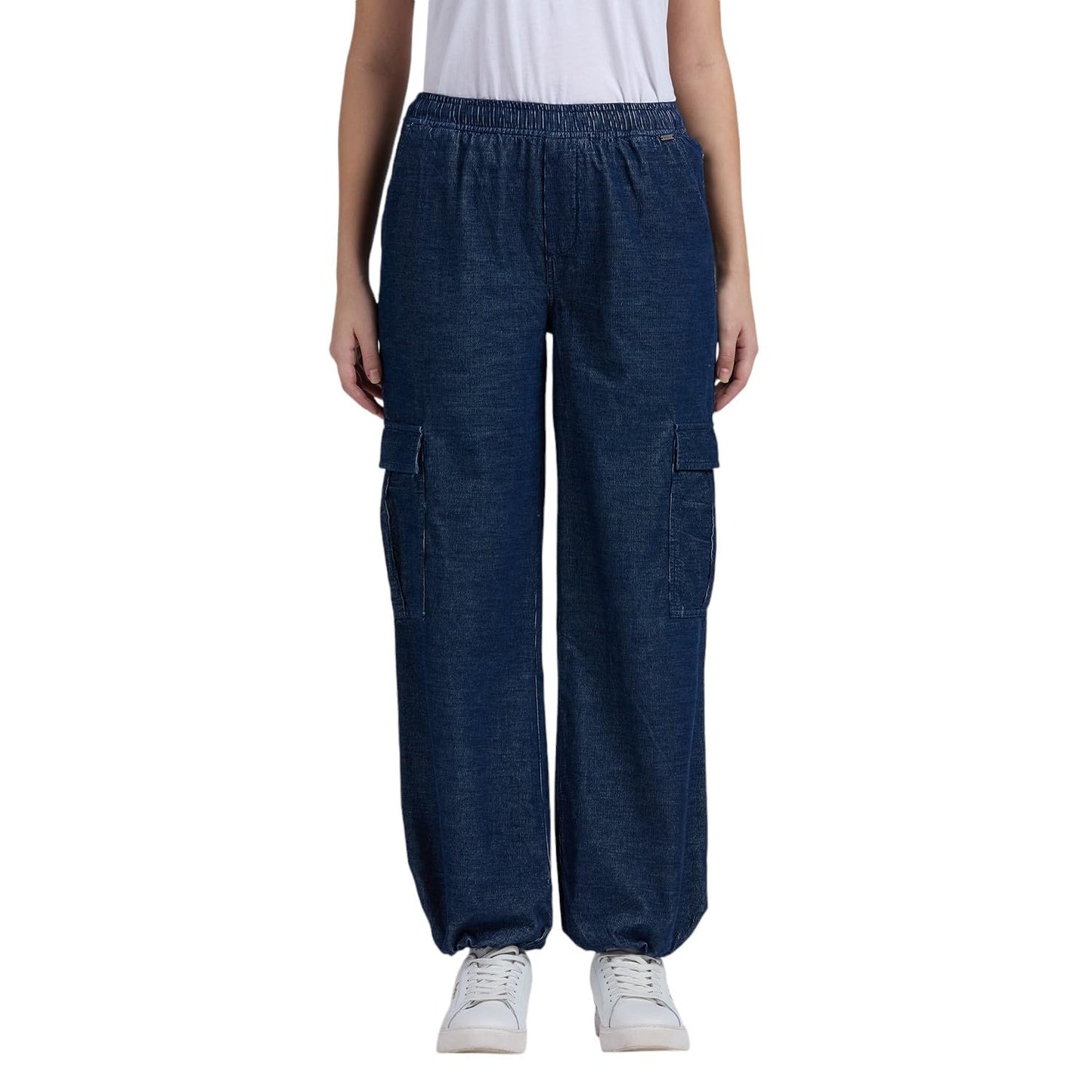 Pepe Jeans Women'S Relaxed Pants (Pl211830_Indigo Blue_Mid Wash