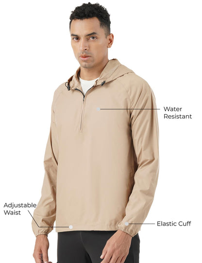 PUMPD Mens All-purpose Windcheater with Front Zip Closure & Hoodie -With Self Packing Kit