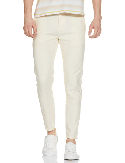 The Indian Garage Co Men Slim Fit Solid Mid-Rise Jogger Trousers Cream