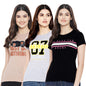 Preneum Womens Cotton Regular Fit Latest Graphic Stylish Printed Short Sleeves Casual T-Shirt || Trend & Styles (Pack 3), Brown