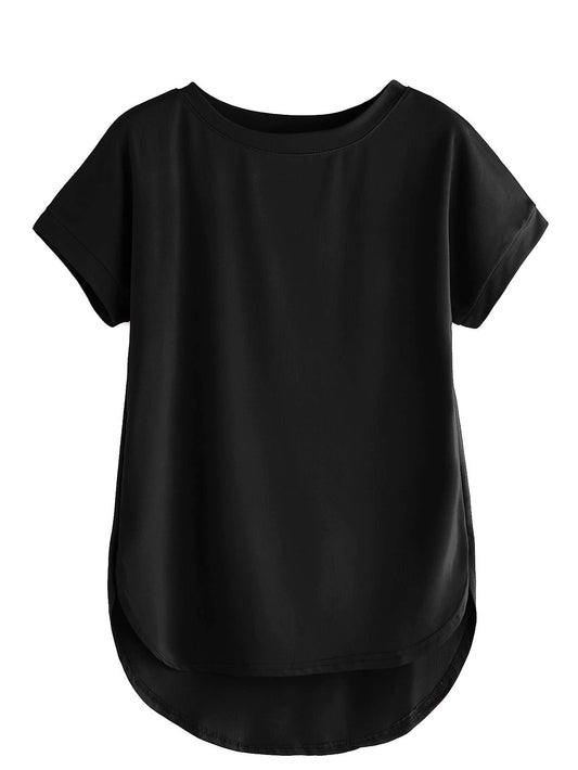 Fabricorn Combo of Plain Color Stylish Up and Down Cotton Tshirt for Women, Short Sleeve, Round Neck (Black)