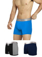 XYXX Mens Underwear Illuminati IntelliSoft Antimicrobial Micro Modal Trunk Pack of 3 (Black & Steel Grey ; Brilliant Blue ; Bla