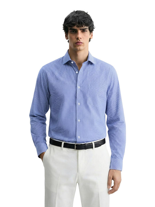 The Indian Garage Co Mens Slim Fit Cutaway Collar Long Sleeves Checkered Formal Shirt
