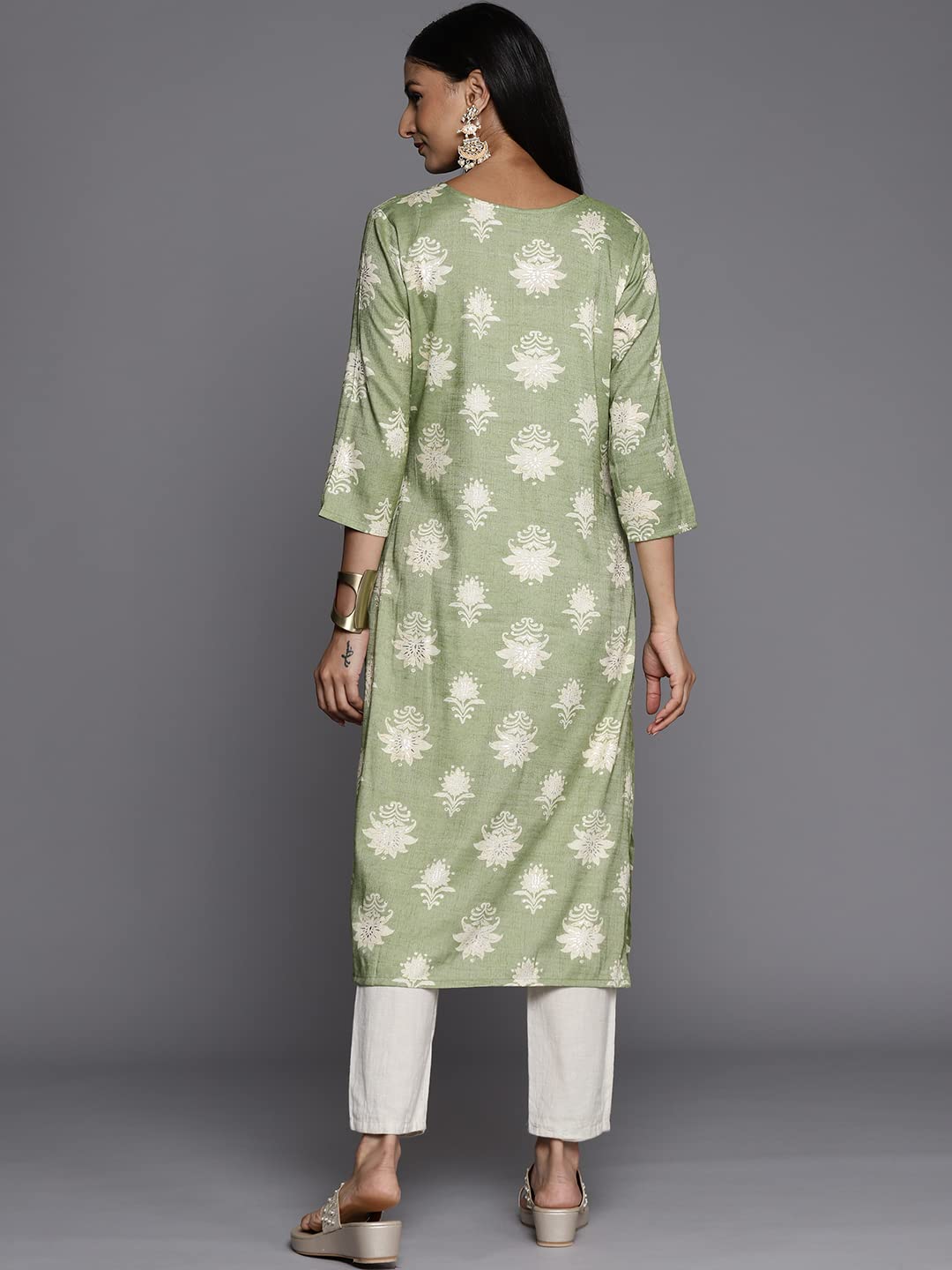 Varanga Women's Chanderi & Cotton Silk Solid Regular Kurta