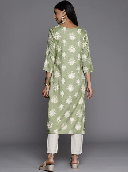 Varanga Women's Chanderi & Cotton Silk Solid Regular Kurta