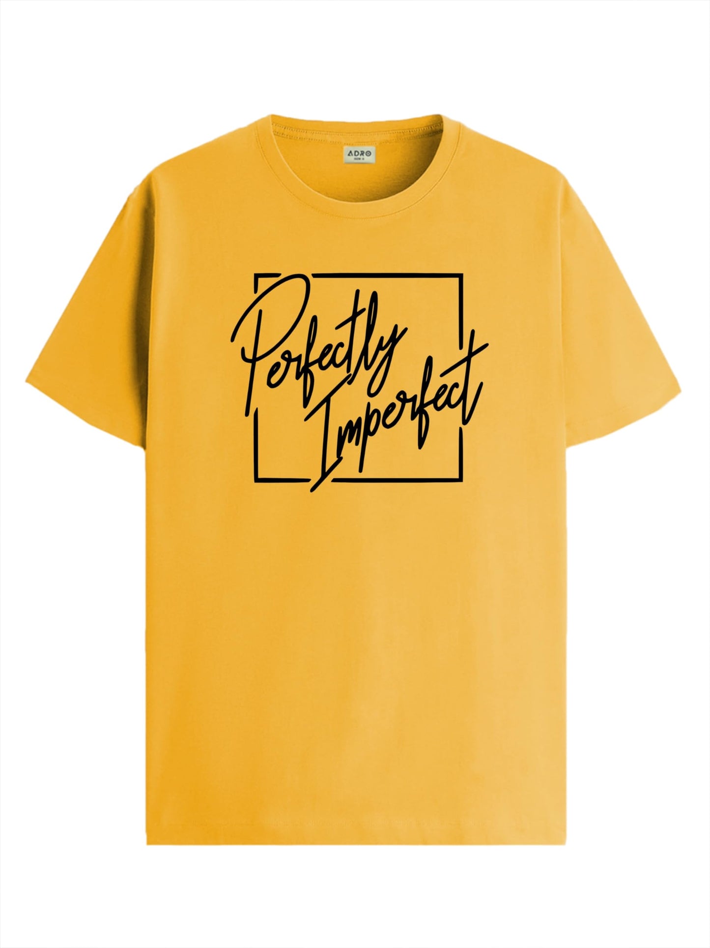 ADRO Mens Printed T Shirt - Premium Cotton Graphic Printed Tshirt - Mustard T-Shirt - RN24-FECT-MU