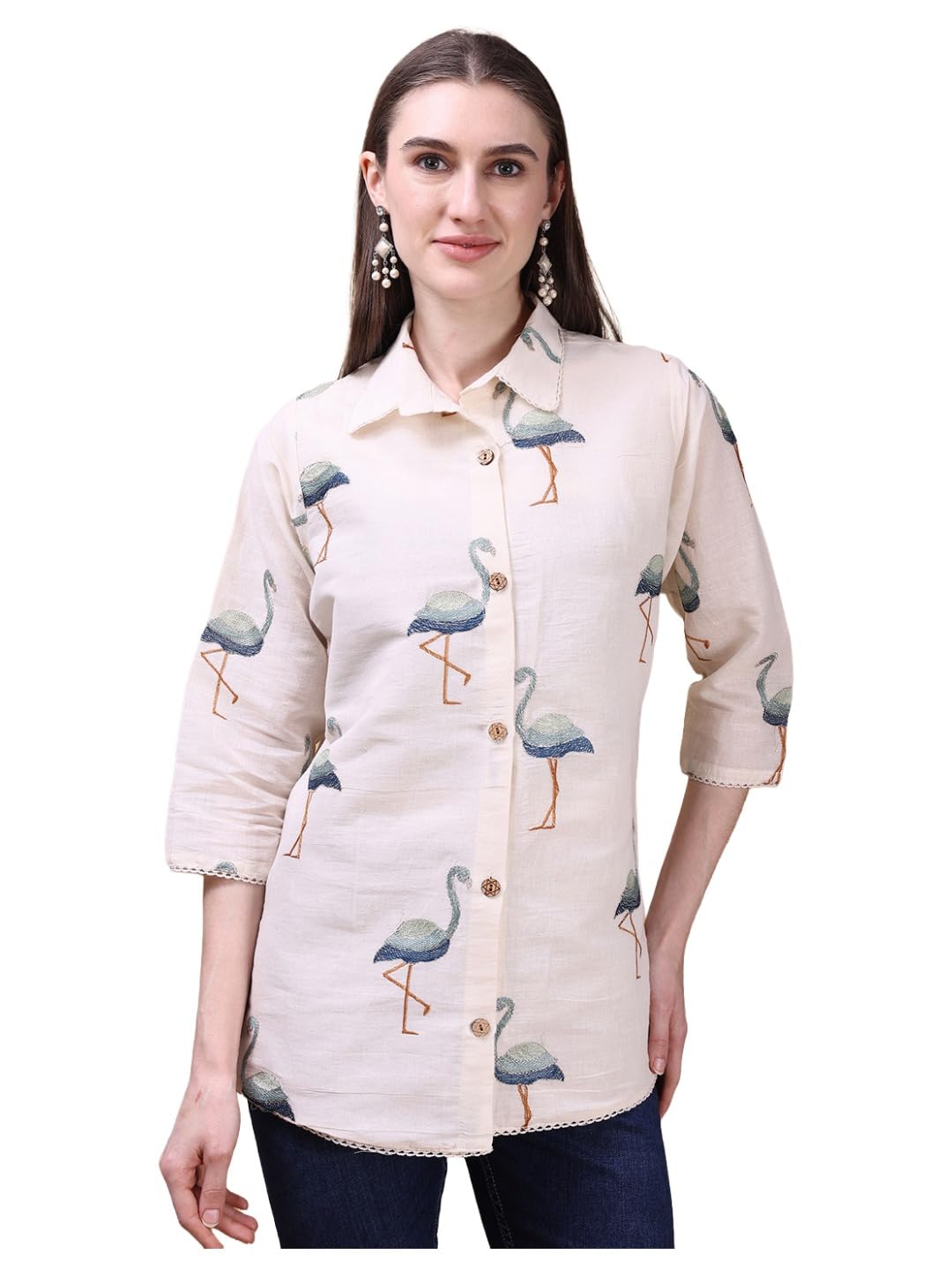 Anni Designer WomenS Tops Rayon Viscose Floral Embroidery Top For Women (Ainitosh White-Vks01_M_White_Medium)