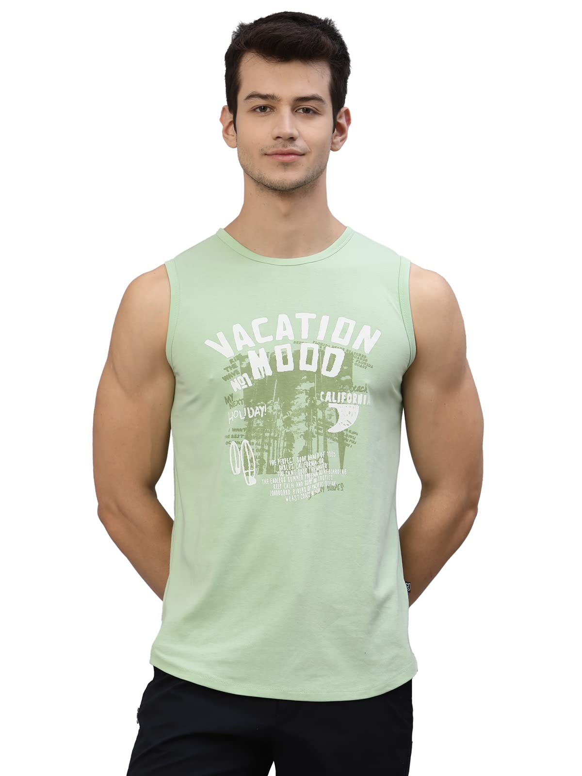 Rigo Stylish Cotton Printed Vest for Men | Round Neck, Slim Fit, Sleeveless T-Shirt Vest | Casual Innerwear Sando - Perfect for