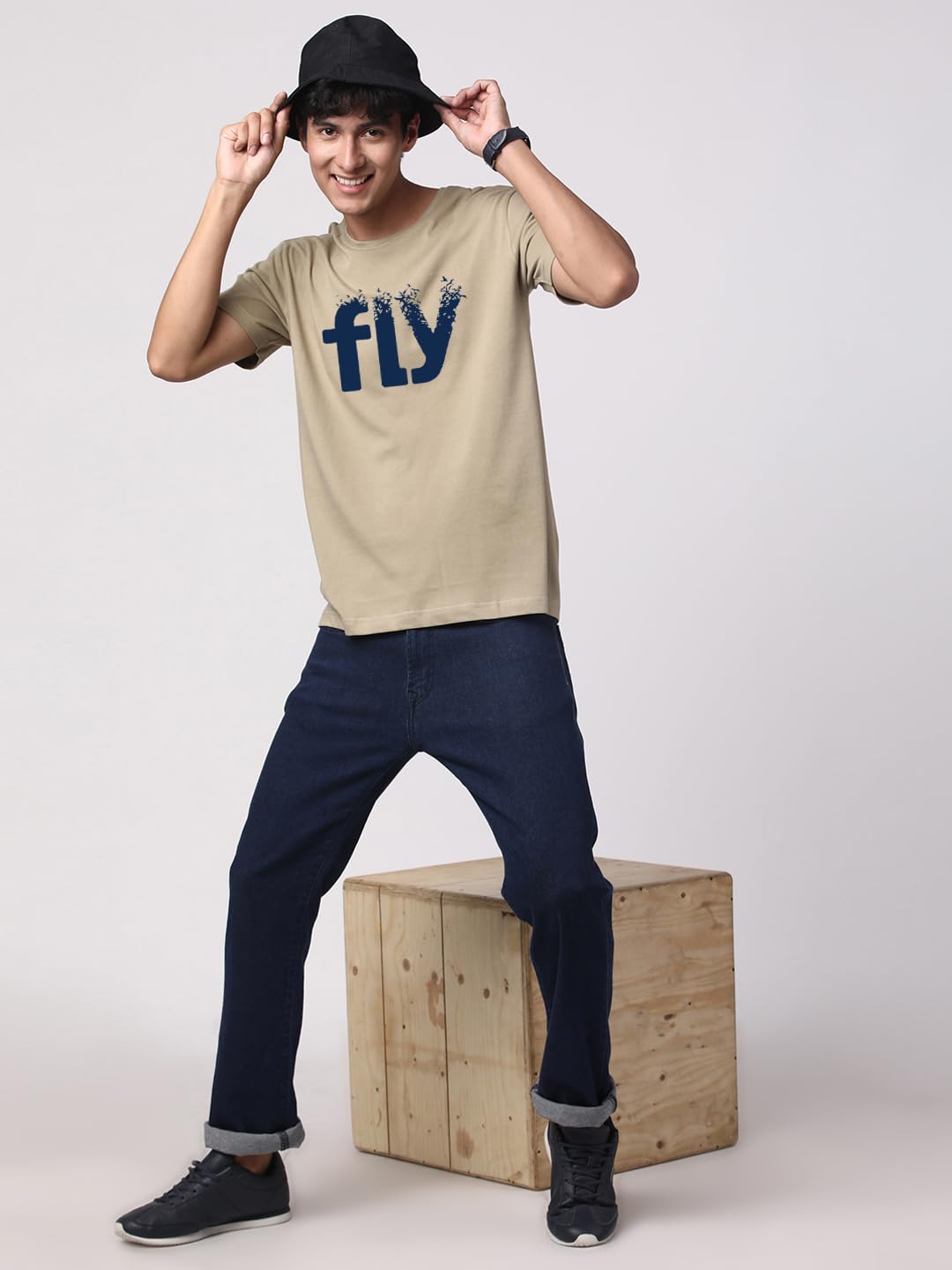 ADRO Fly Mens Printed T-Shirts (RN23-M-FLY-BE_Beige)