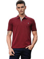 Thomas Scott Mens | Knitted | Cotton Polyester Blend | Ribbed Short Sleeve | Polo Collar | Button | Tshirt for Men (CCMPT04_Bur