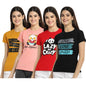 Preneum Womens Cotton Regular Fit Latest Graphic Stylish Printed Short Sleeves Casual T-Shirt || Trends & Stylish (Pack 4), Pas