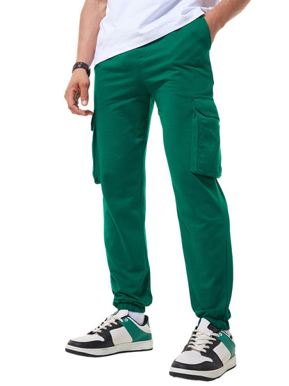 Bewakoof Air 1.0 Mens Solid Oversized Fit Terry Cargo Joggers_ 620436 Green XL