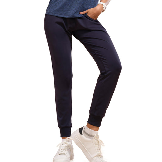 Enamor Athleisure Polyester Blend Womens 4 Way Stretch Quick Dry Antimicrobial Finish Ankle Length Smart Jogger Track Pants - E