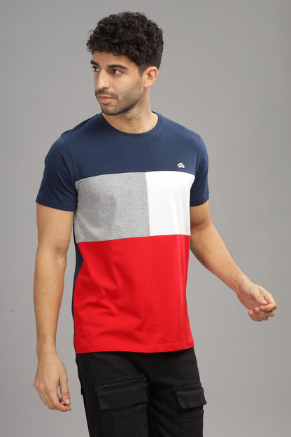ADRO Tshirt for MenMulti Color T-Shirt for MenCotton T-ShirtMens TshirtRN8-24-NBGRRD