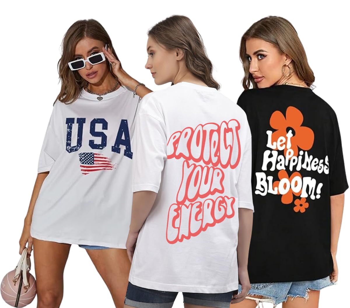 Juneberry Pure Cotton Oversized Loose Baggy Fit Drop Shoulder Half Sleeve Cool Front & Back Graphic Printed Round Neck T-Shirt F