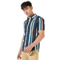 Campus Sutra Mens Blue Striped Button Up Collared Regular Fit Shirt for Casual Wear | Shirt Crafted with Regular Sleeve, Comfor