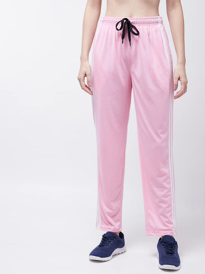 Pivl Striped Womens Baby Pink Track Pant