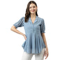 Toochki WomenS Solid Regular Fit Shirt (Toochki165-Tp_Light Blue