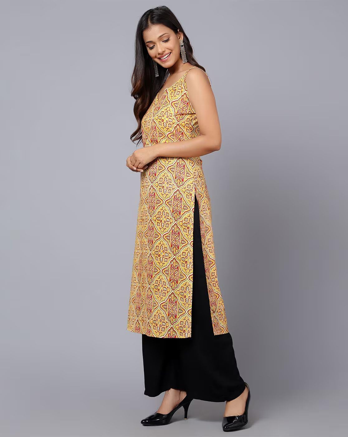 Patlani WomenS Crepe Full Stitched Kurti. Orange
