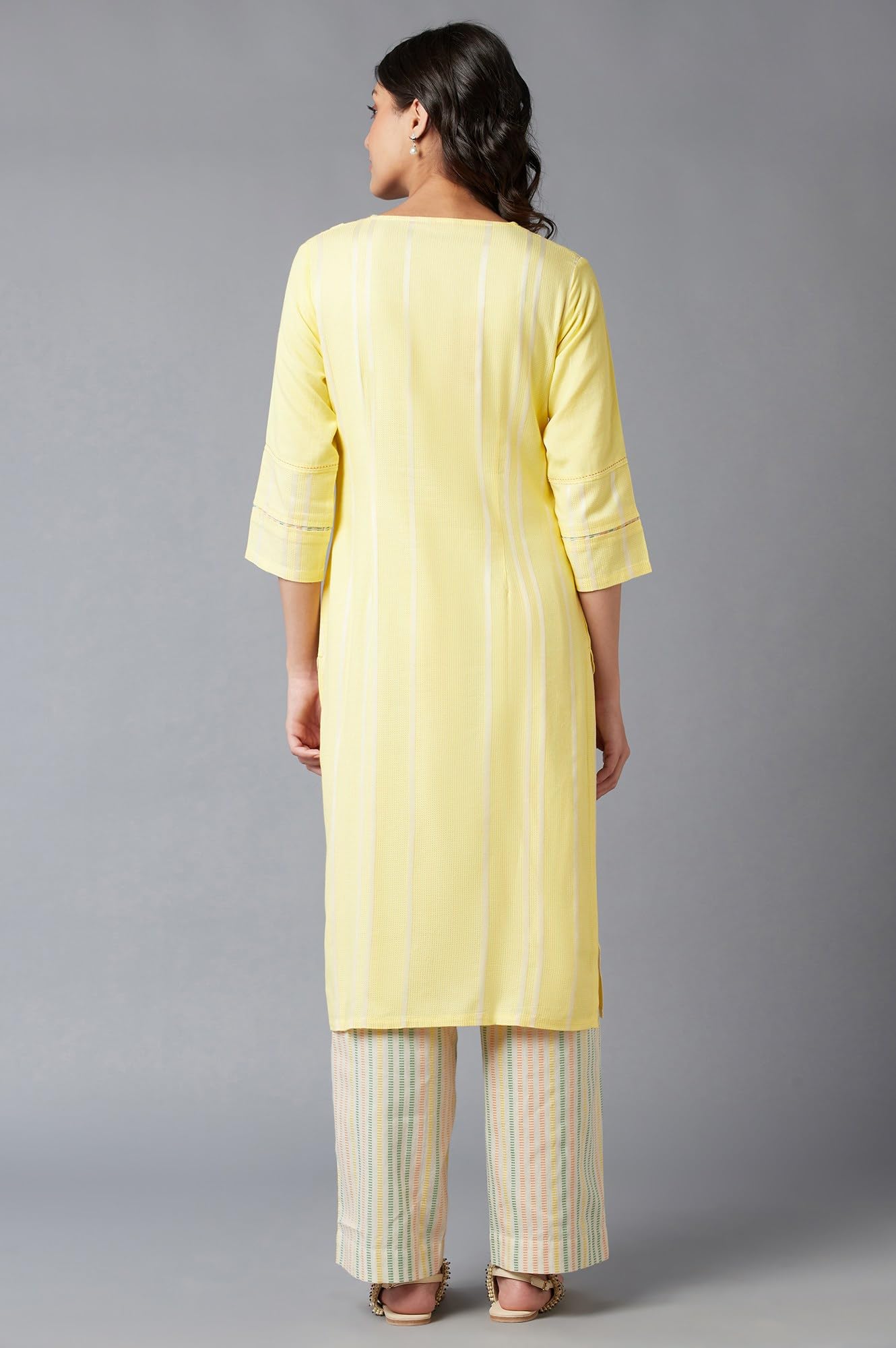 W for Woman Women Viscose V-Neck Kurta with Princess Seam Inserts
